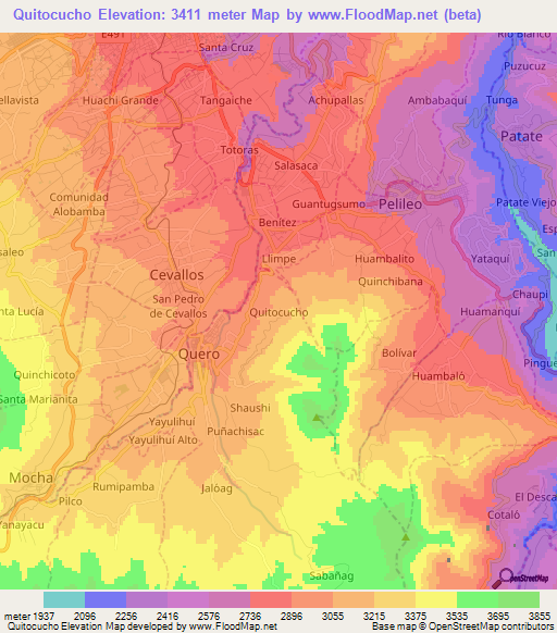 Quitocucho,Ecuador Elevation Map