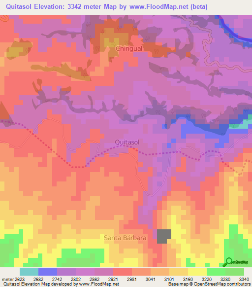 Quitasol,Ecuador Elevation Map