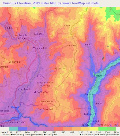 Quisquis,Ecuador Elevation Map