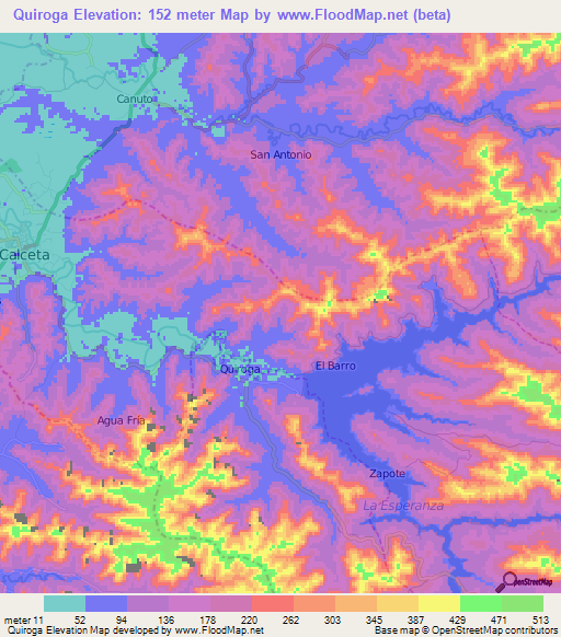 Quiroga,Ecuador Elevation Map