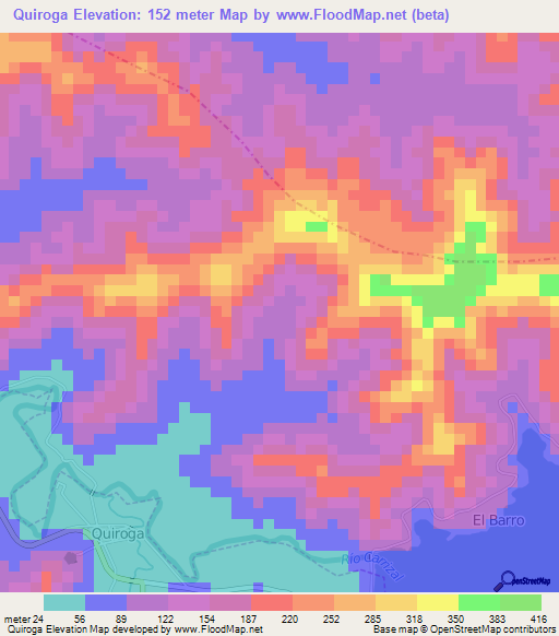 Quiroga,Ecuador Elevation Map