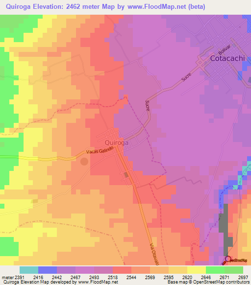 Quiroga,Ecuador Elevation Map