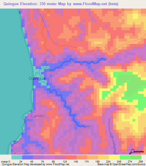 Quingue,Ecuador Elevation Map