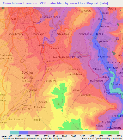 Quinchibana,Ecuador Elevation Map