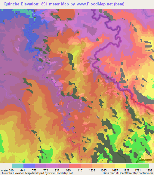 Quinche,Ecuador Elevation Map