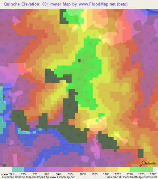 Quinche,Ecuador Elevation Map