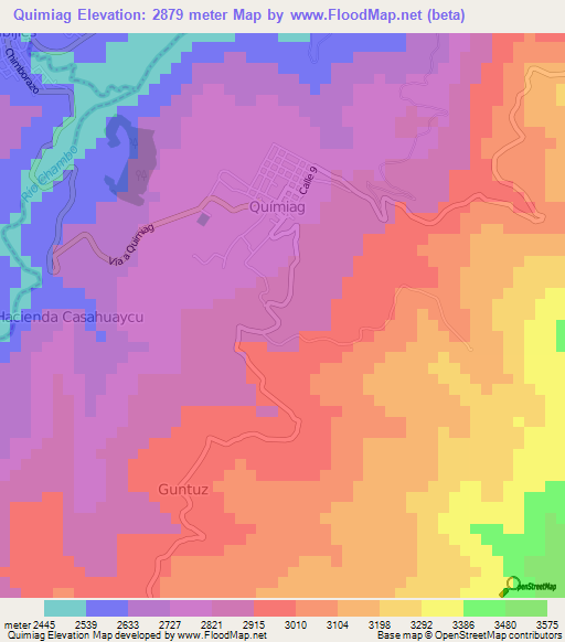 Quimiag,Ecuador Elevation Map