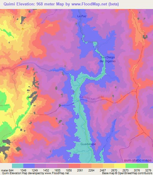 Quimi,Ecuador Elevation Map