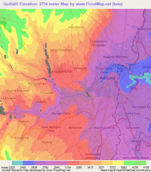 Quillalli,Ecuador Elevation Map