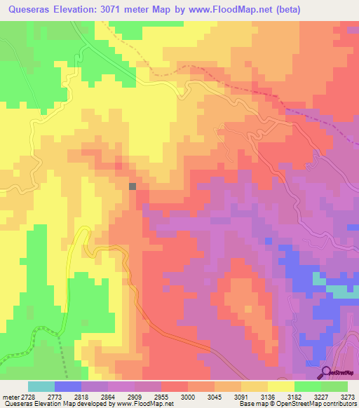 Queseras,Ecuador Elevation Map