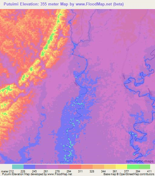 Putuimi,Ecuador Elevation Map