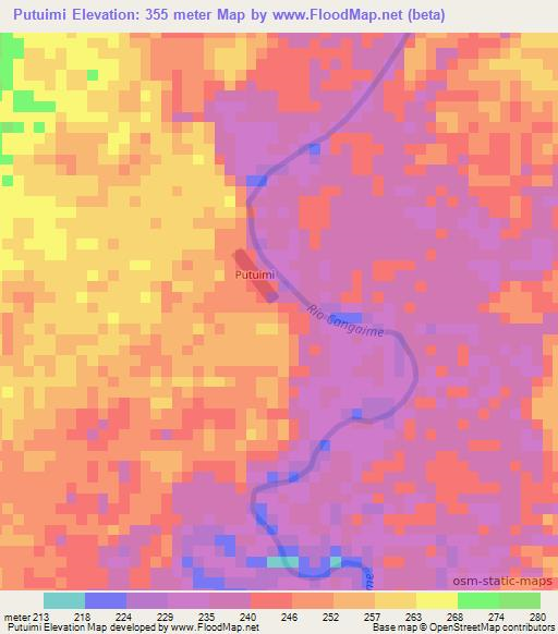 Putuimi,Ecuador Elevation Map