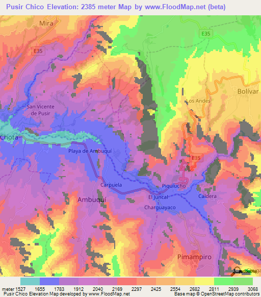 Pusir Chico,Ecuador Elevation Map