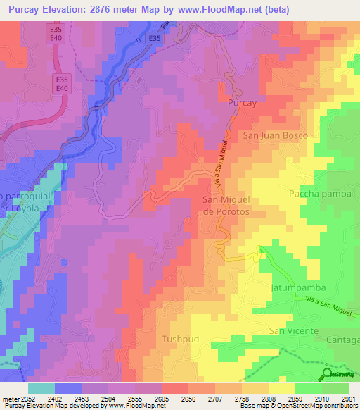 Purcay,Ecuador Elevation Map