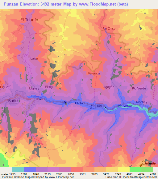 Punzan,Ecuador Elevation Map