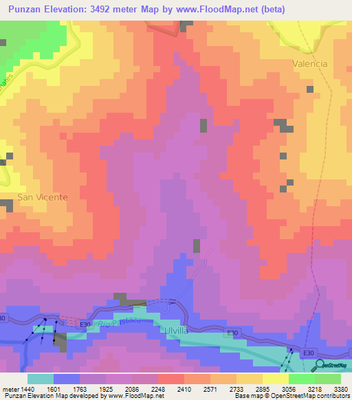 Punzan,Ecuador Elevation Map