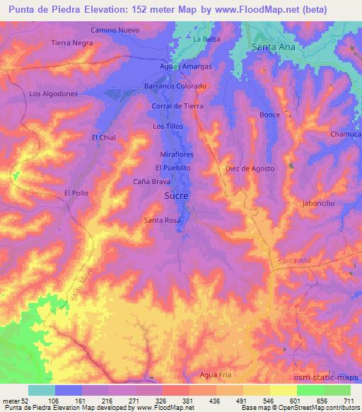 Punta de Piedra,Ecuador Elevation Map