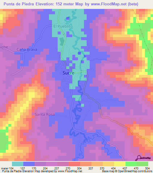 Punta de Piedra,Ecuador Elevation Map