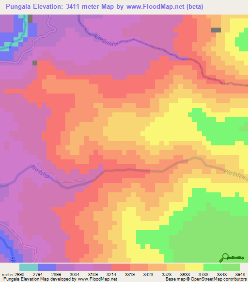 Pungala,Ecuador Elevation Map