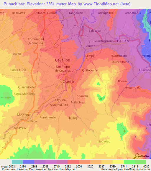 Punachisac,Ecuador Elevation Map