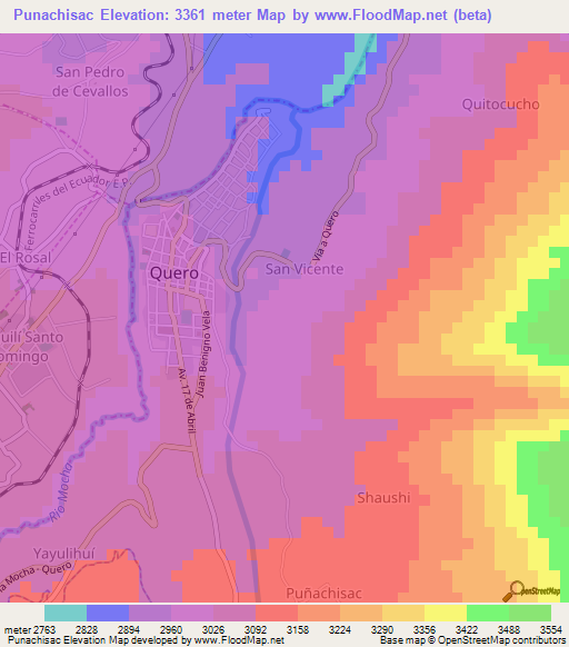 Punachisac,Ecuador Elevation Map