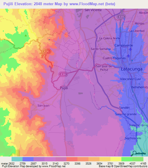 Pujili,Ecuador Elevation Map