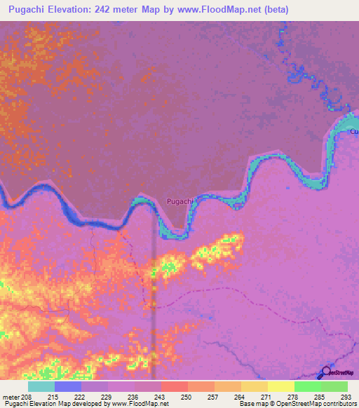 Pugachi,Ecuador Elevation Map