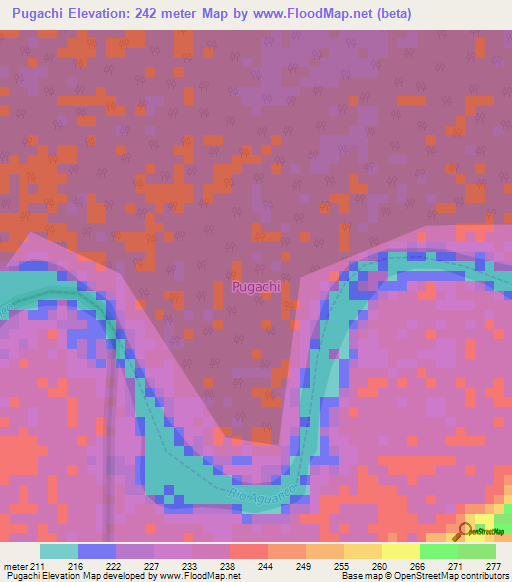 Pugachi,Ecuador Elevation Map