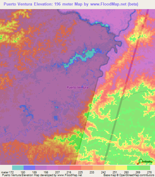 Puerto Ventura,Ecuador Elevation Map