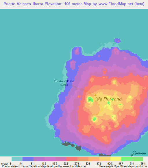 Puerto Velasco Ibarra,Ecuador Elevation Map