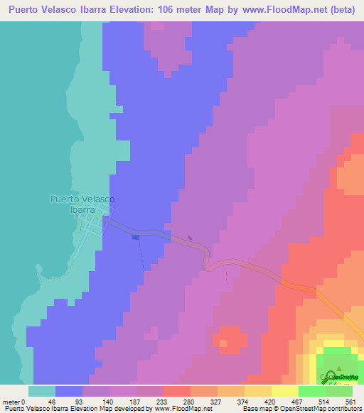 Puerto Velasco Ibarra,Ecuador Elevation Map