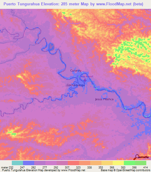 Puerto Tungurahua,Ecuador Elevation Map