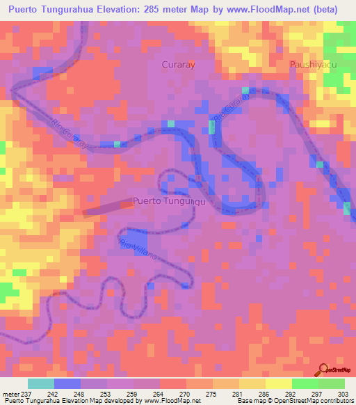 Puerto Tungurahua,Ecuador Elevation Map