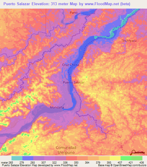 Puerto Salazar,Ecuador Elevation Map