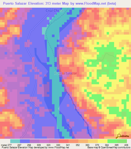 Puerto Salazar,Ecuador Elevation Map