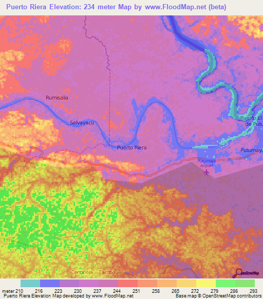 Puerto Riera,Ecuador Elevation Map