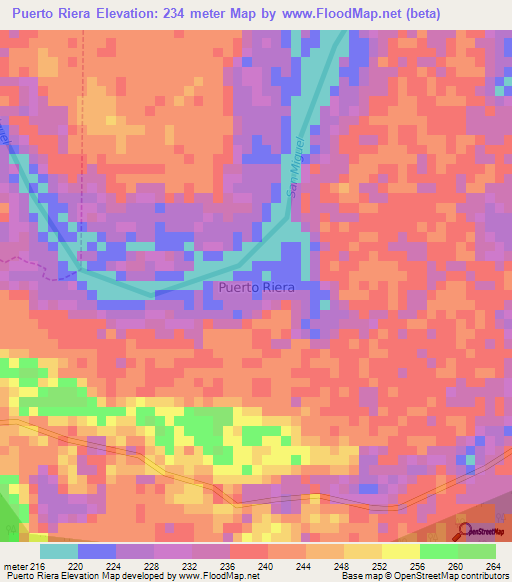 Puerto Riera,Ecuador Elevation Map