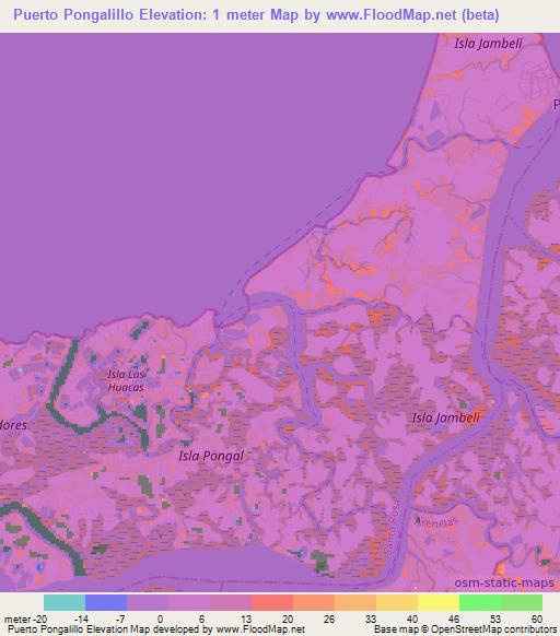 Puerto Pongalillo,Ecuador Elevation Map