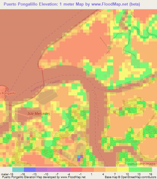 Puerto Pongalillo,Ecuador Elevation Map