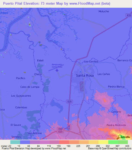 Puerto Pital,Ecuador Elevation Map