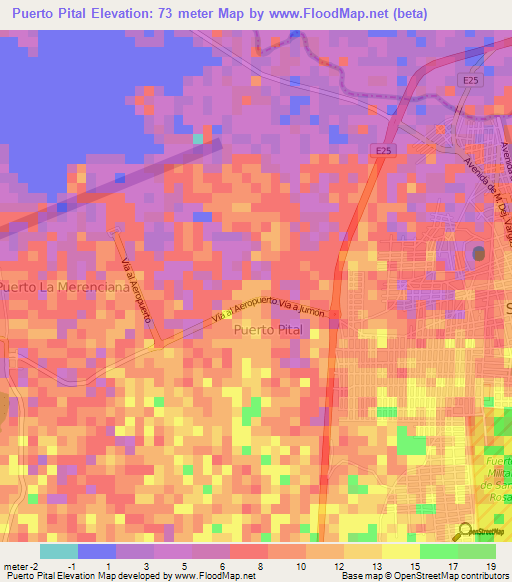 Puerto Pital,Ecuador Elevation Map