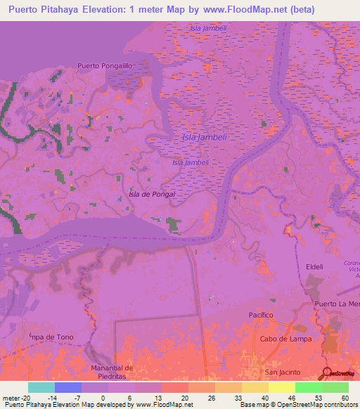 Puerto Pitahaya,Ecuador Elevation Map