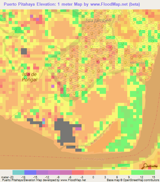 Puerto Pitahaya,Ecuador Elevation Map