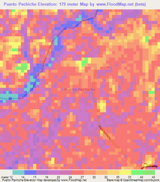 Puerto Pechiche,Ecuador Elevation Map