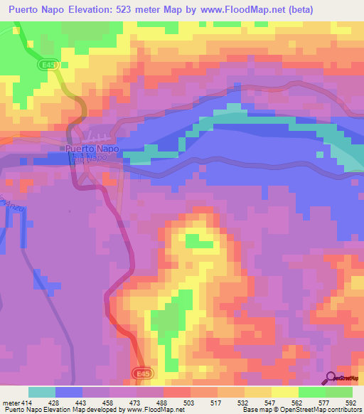 Puerto Napo,Ecuador Elevation Map