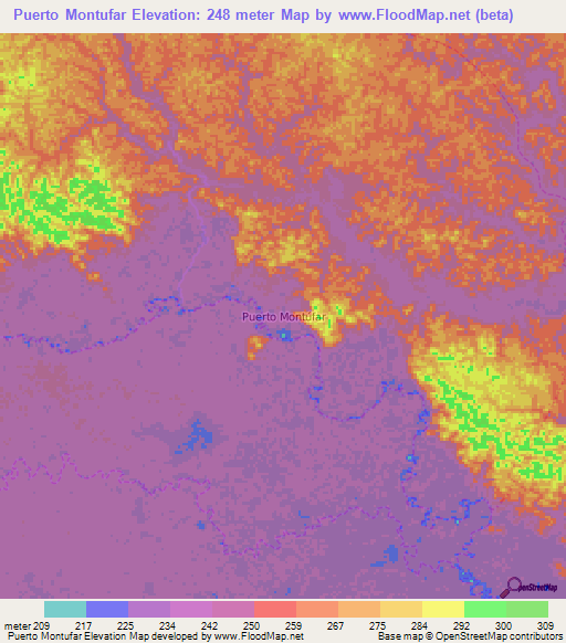 Puerto Montufar,Ecuador Elevation Map