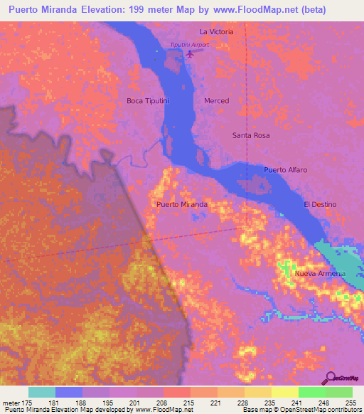 Puerto Miranda,Ecuador Elevation Map