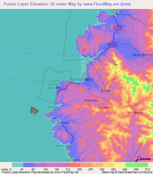 Puerto Lopez,Ecuador Elevation Map