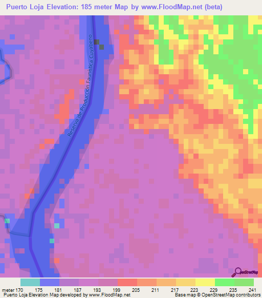 Puerto Loja,Ecuador Elevation Map