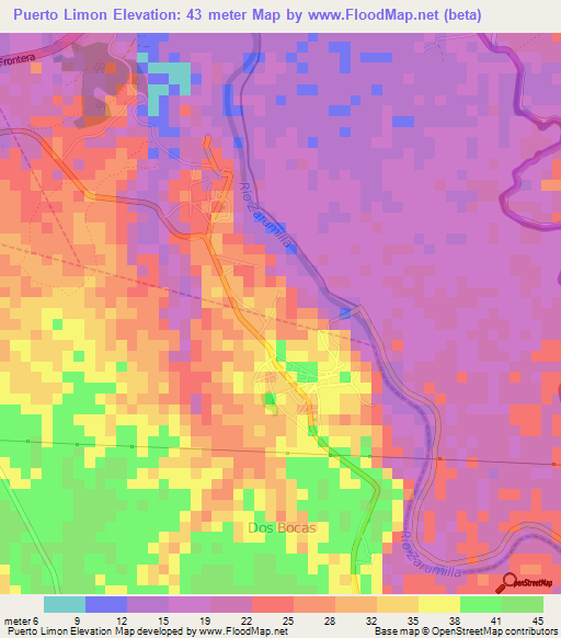 Puerto Limon,Ecuador Elevation Map